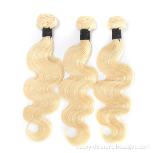 Wholesale 613 Virgin Hair Bundle Blonde Virgin Hair Body Wave Human Hair Weave Bundles